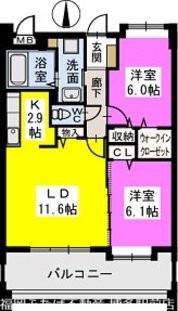 エターナルK(2LDK/5階)の間取り写真