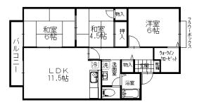 セジュール・リベールA棟(3LDK/2階)の間取り写真