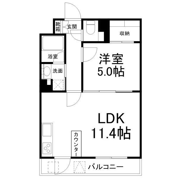 サリジェール瑞穂(1LDK/1階)の間取り写真