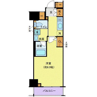 クレイシア秋葉原ラグゼスウィート(1K/8階)の間取り写真