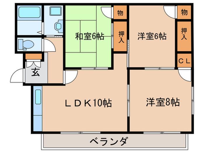 ニューコーポ味鋺(3LDK/1階)の間取り写真