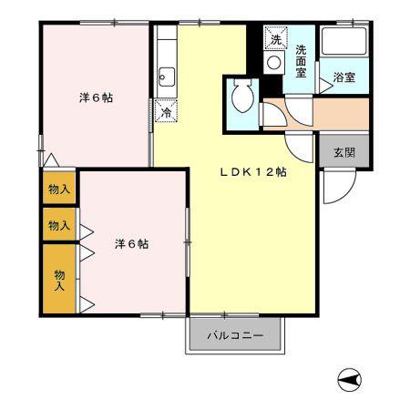 グリーンパーク泉C(2LDK/1階)の間取り写真