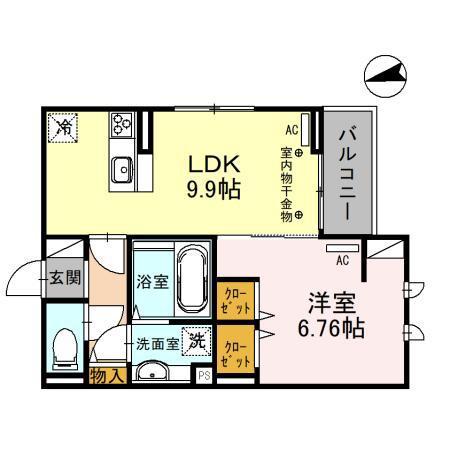 セッティエーム高崎 A(1LDK/3階)の間取り写真