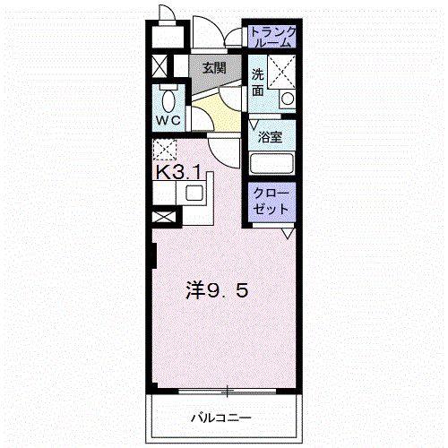 プライド(ワンルーム/4階)の間取り写真