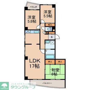 カサブランカ(3LDK/6階)の間取り写真