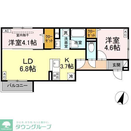 セレスティア中央 II(2LDK/3階)の間取り写真