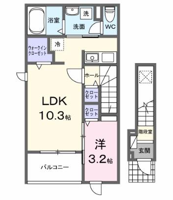 ソラティオ―ラ(1LDK/1階)の間取り写真