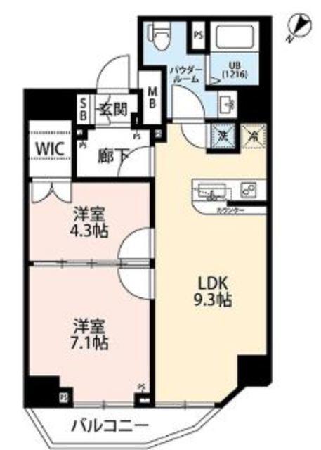 プレール・ドゥーク西巣鴨(2LDK/13階)の間取り写真