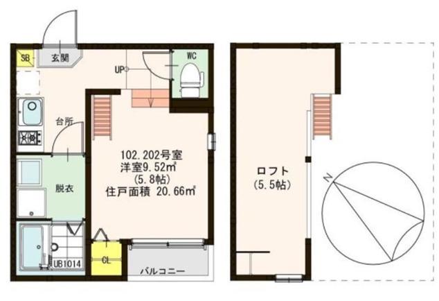 ハーモニーテラス本庄町(1K/1階)の間取り写真