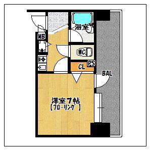 ピュアドームエスタシオ高宮(1K/9階)の間取り写真