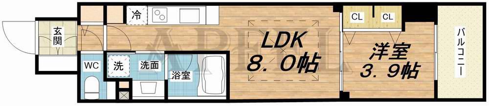 アーバネックス西本町(1LDK/15階)の間取り写真