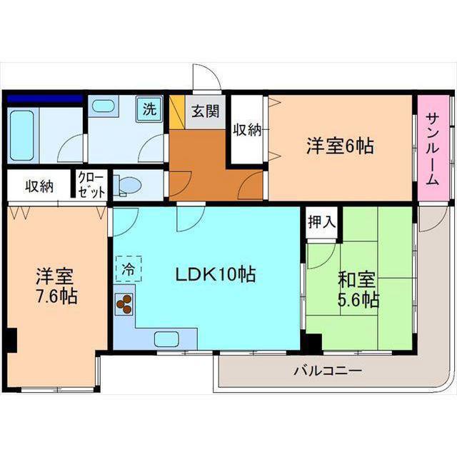 エミネンスコート八日市(3LDK/3階)の間取り写真