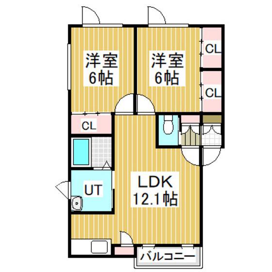 メルヴェユー(2LDK/2階)の間取り写真