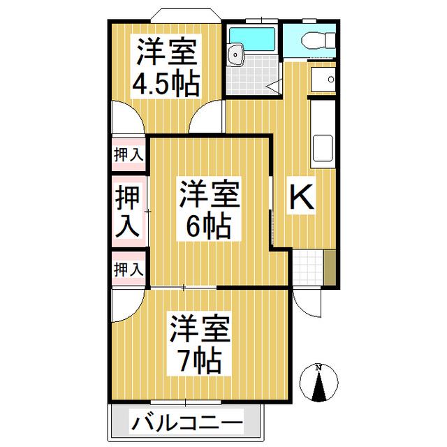 サンリバーサイド(3K/1階)の間取り写真