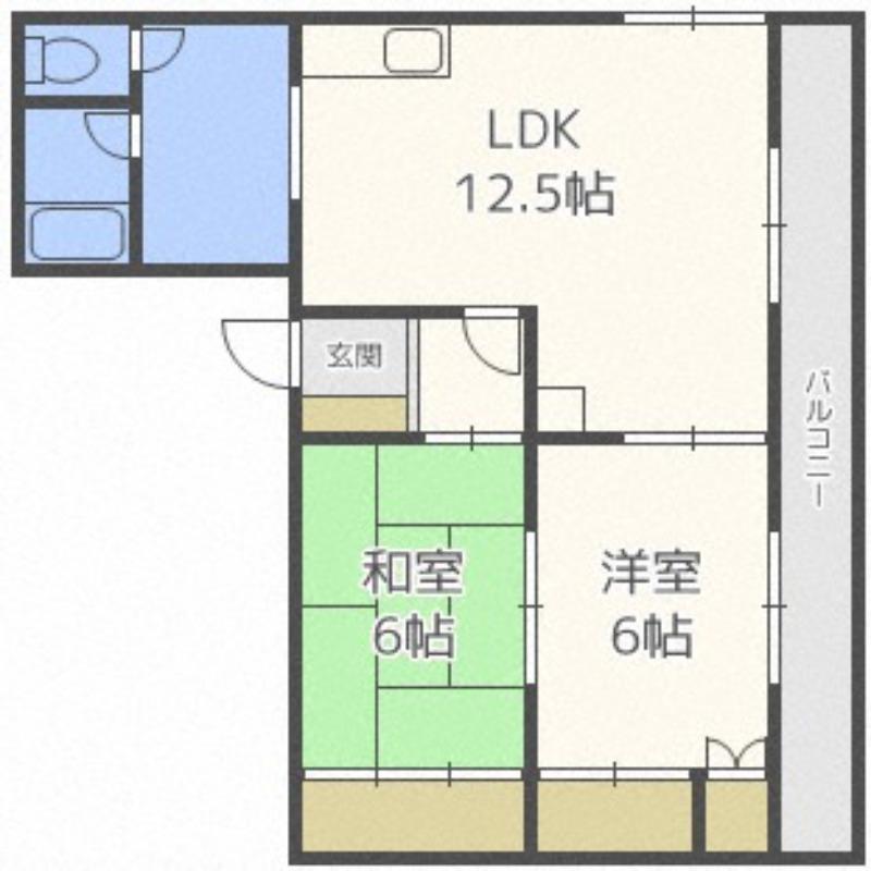 ハイツ真駒内(2LDK/2階)の間取り写真