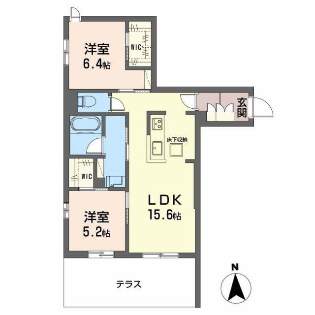 ソムニウム ドムス 南茨木(2LDK/1階)の間取り写真