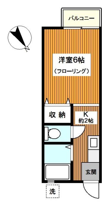 ハイツ吉川A(1K/2階)の間取り写真