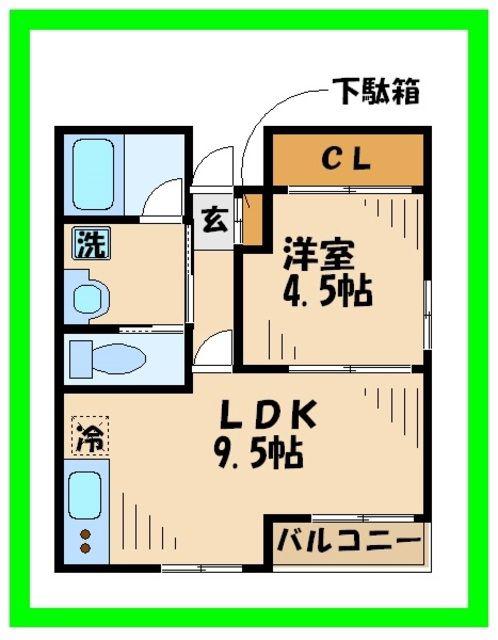 赤堤木舎(1LDK/1階)の間取り写真