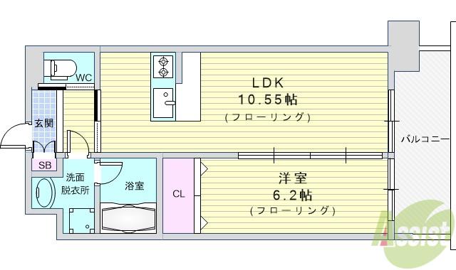プレジオ豊中(1LDK/9階)の間取り写真