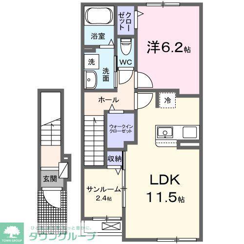 ヒカルサ深谷上野台(1LDK/2階)の間取り写真