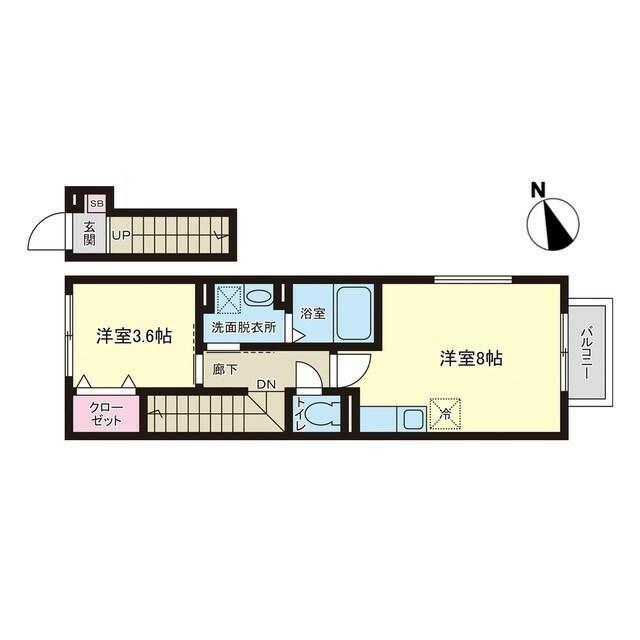 PREMORY北仙台(1LDK/2階)の間取り写真