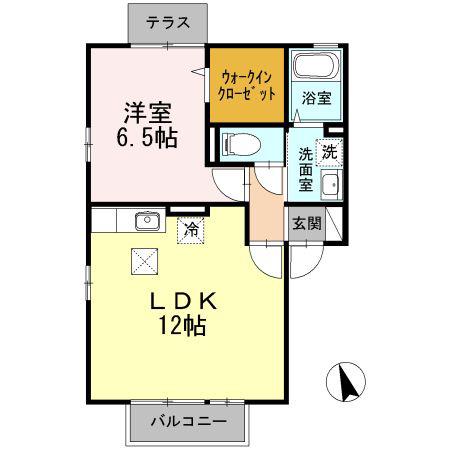 ソレーユハイムII(1LDK/1階)の間取り写真