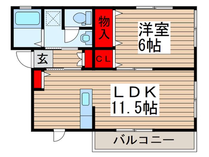 フォールA(1LDK/1階)の間取り写真