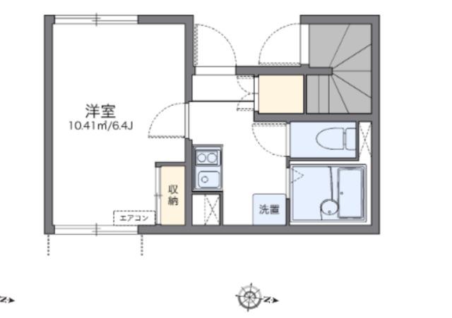 レオネクストSMILE(1K/1階)の間取り写真