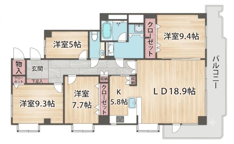パレドール甲南(4LDK/3階)の間取り写真