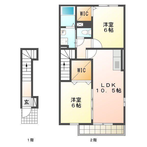 フレシール天伯A(2LDK/2階)の間取り写真