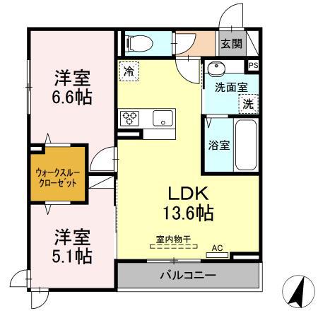 ラッキーサークルヒヨシ(2LDK/3階)の間取り写真