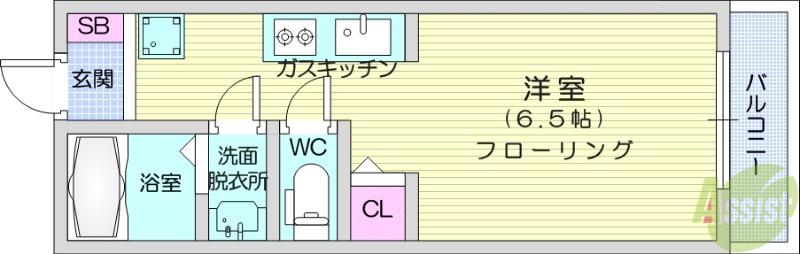 ND郡山(ワンルーム/2階)の間取り写真