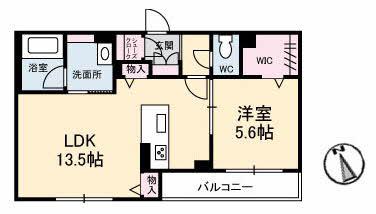 ポートカルチェ東川口(1LDK/2階)の間取り写真
