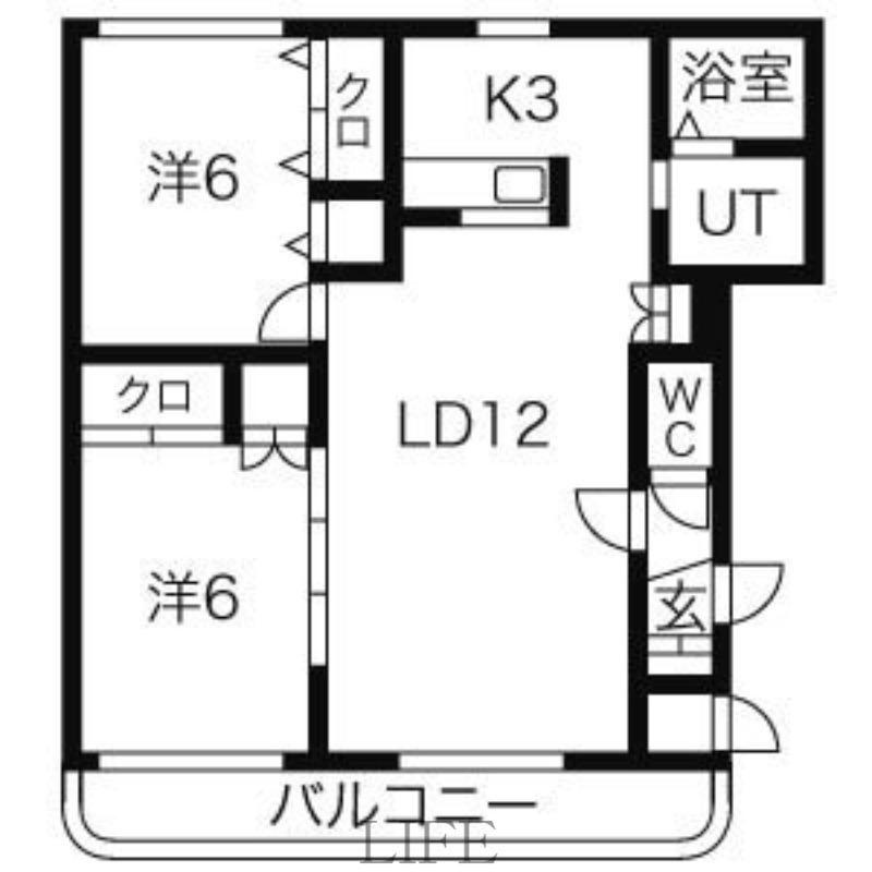 カサグランデ平和(2LDK/1階)の間取り写真