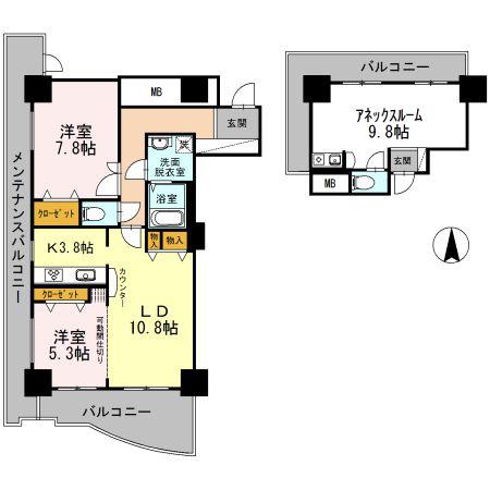 品川シーサイドビュータワーII(2LDK/13階)の間取り写真