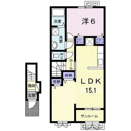 ＪＲ信越本線 茨目駅 徒歩25分 2階建 築8年(1LDK/2階)の間取り写真