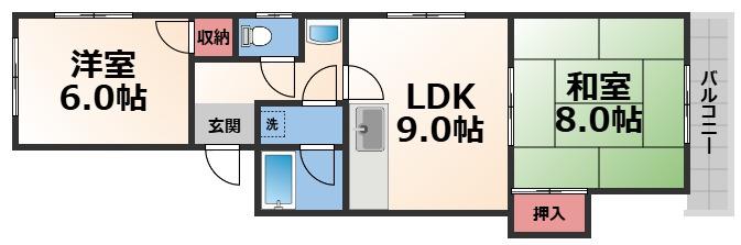 ラフォーレ諏訪II(2LDK/4階)の間取り写真
