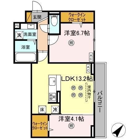 D-KISARIA WIV(2LDK/1階)の間取り写真