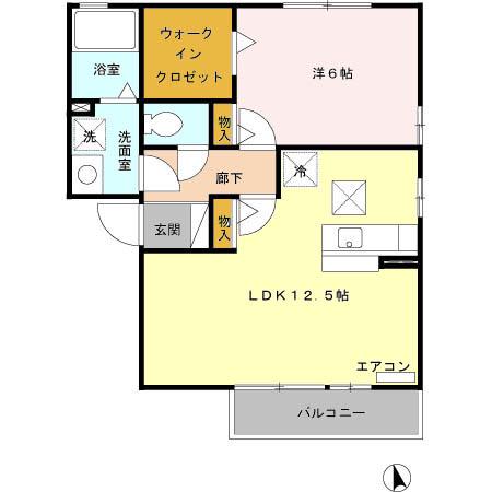 ロイヤルパルクA(1LDK/1階)の間取り写真