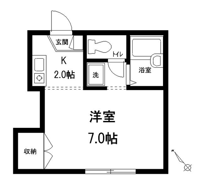 ベルメゾン十条(1K/2階)の間取り写真