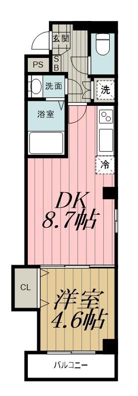 アンブラッセ要町(1DK/6階)の間取り写真