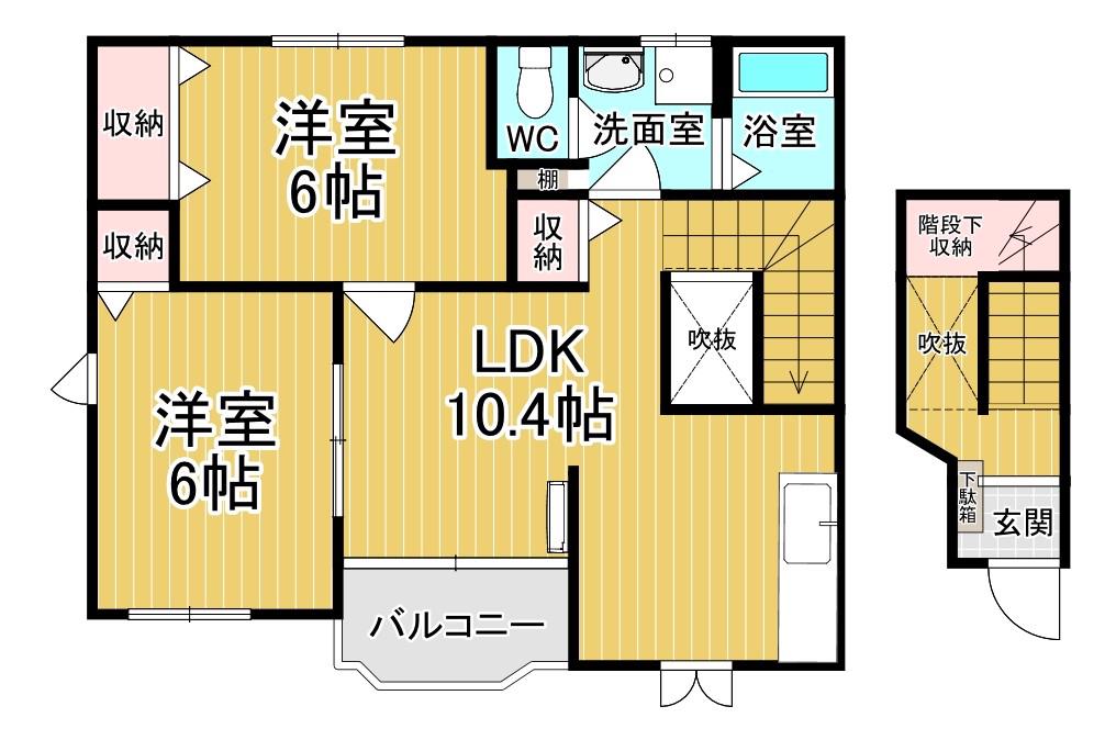 ヴィラ・ブラッサム(2LDK/2階)の間取り写真