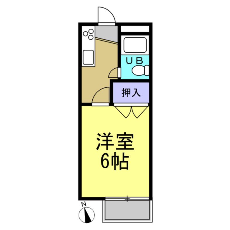 奥田アパートメントII(1K/2階)の間取り写真