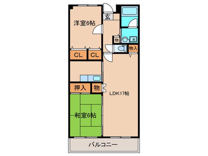 サンヒルズ今宿(2LDK/8階)の間取り写真