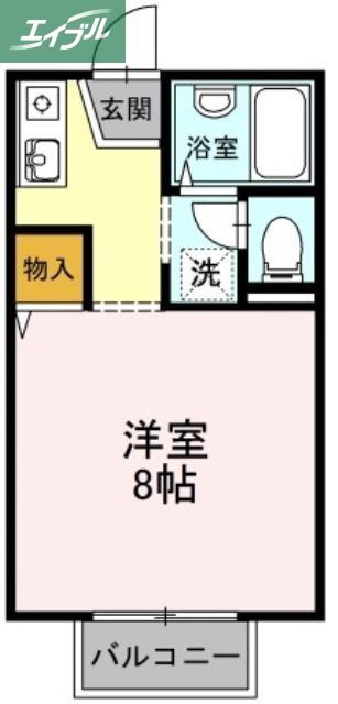レジデンス高柳A棟(ワンルーム/1階)の間取り写真