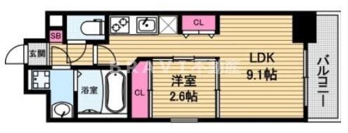 ファーストフィオーレ心斎橋イーストII(1LDK/11階)の間取り写真