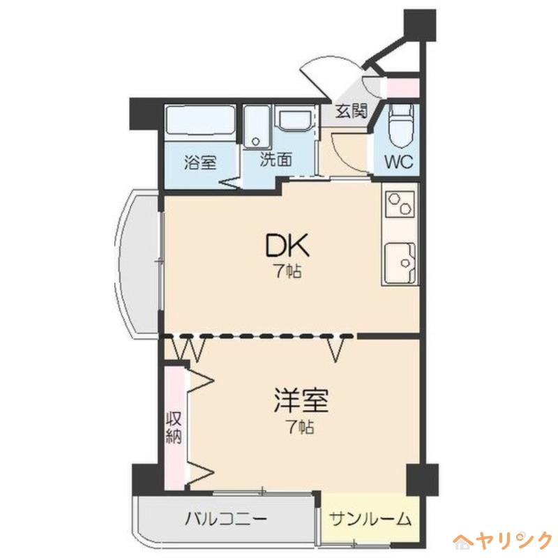 オオタ大針ビル(1DK/4階)の間取り写真
