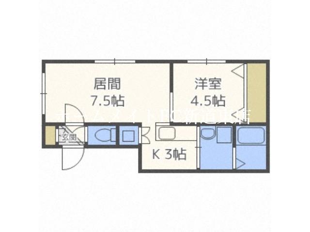 イースト9条ハイツ(1LDK/3階)の間取り写真