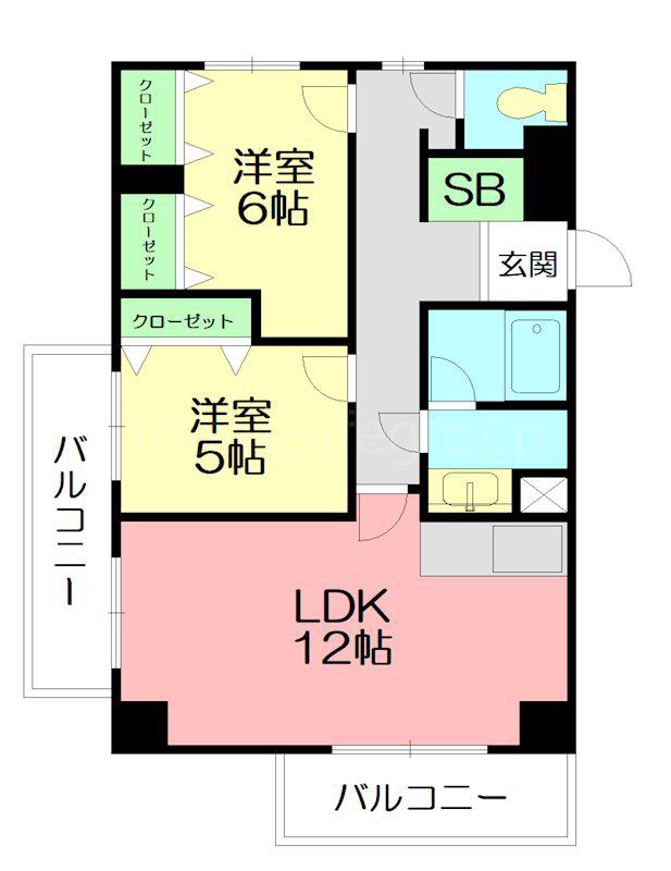 茅ヶ崎伊藤ビル(2LDK/4階)の間取り写真