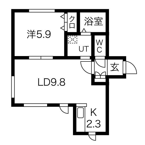 地下鉄東豊線 学園前駅(札幌) 徒歩10分 4階建 築16年(1LDK/1階)の間取り写真